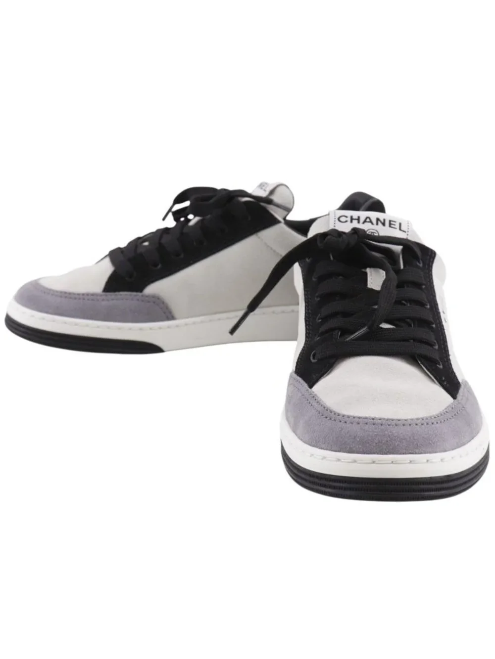 Chanel Logo Suede Gray Sneakers
